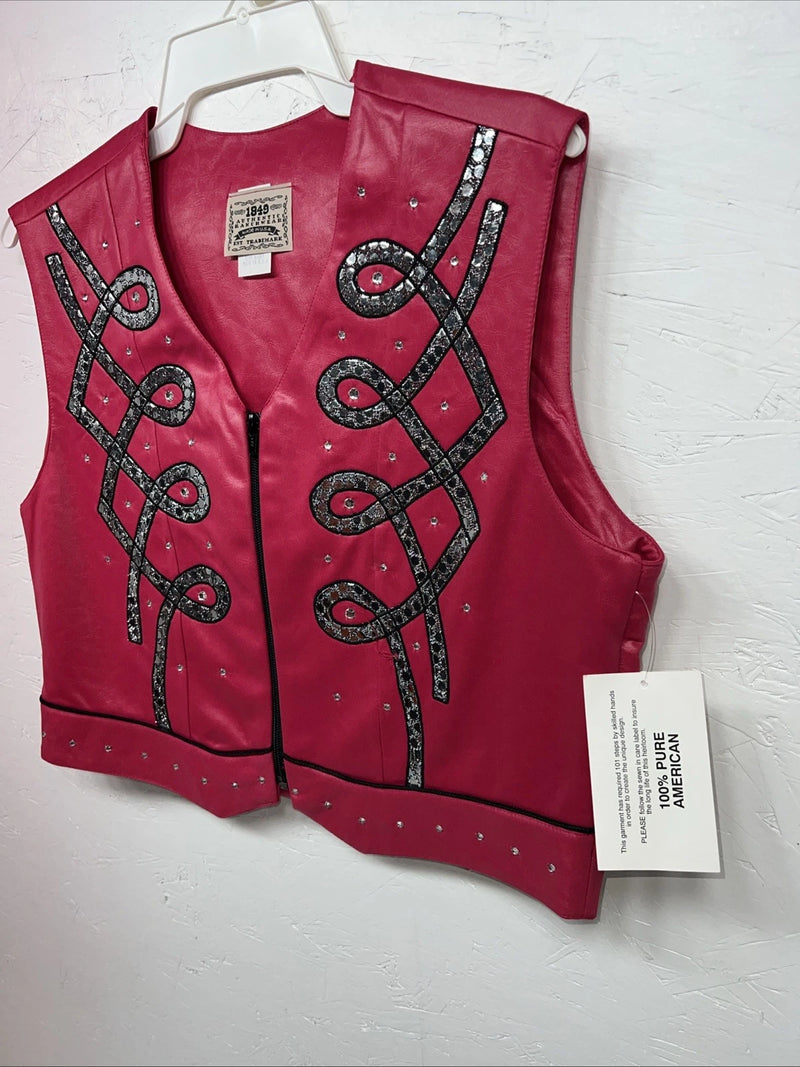 New Women’s Pink 1849 Authentic Ranchwear Western Show Vest XL WW-69
