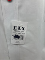 New Men’s ELY diamond White Rose Long Sleeve Pearl Snap 3XL F-53