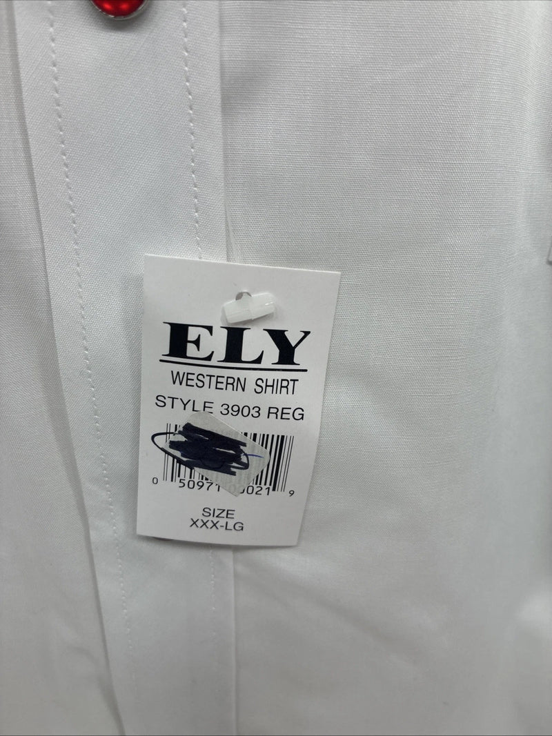 New Men’s ELY diamond White Rose Long Sleeve Pearl Snap 3XL F-53