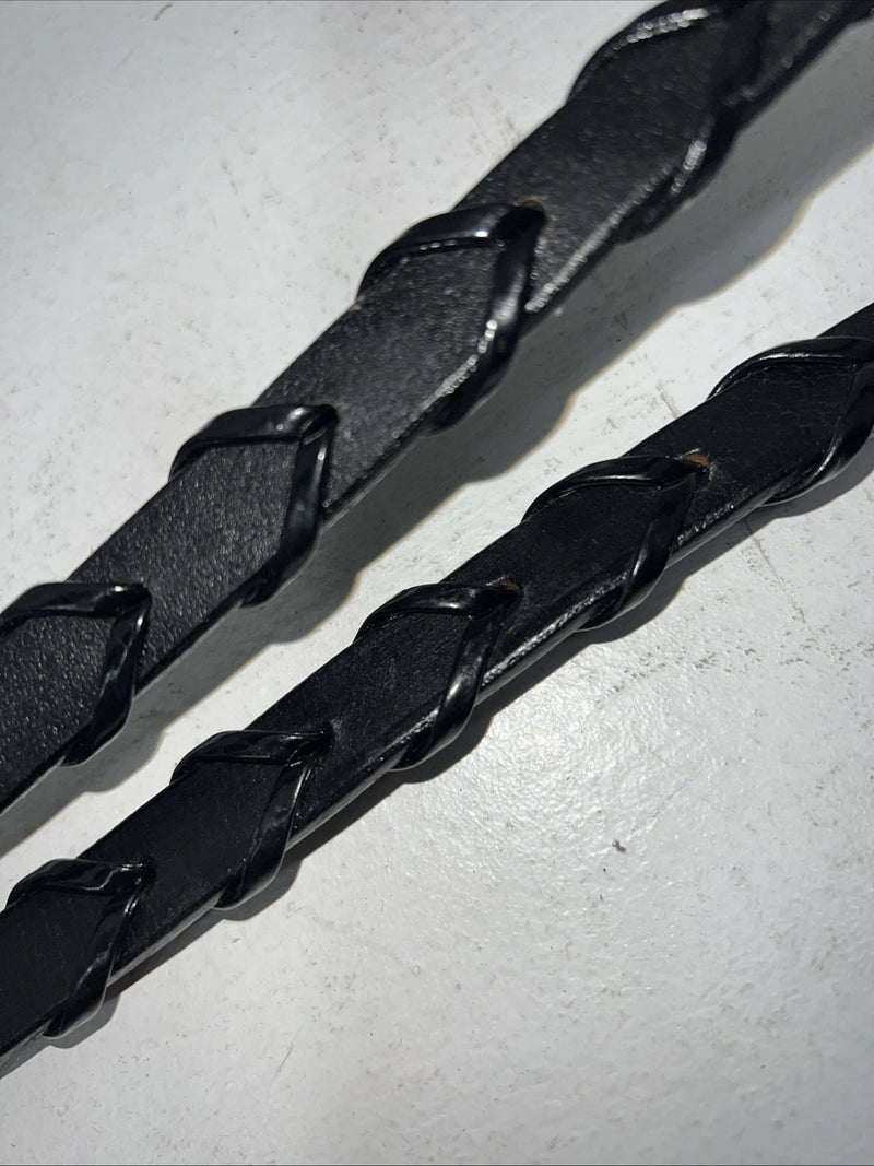New Silver Fox Black Genuine Leather Braided 60” English Reins #20-8578-2 Y-21