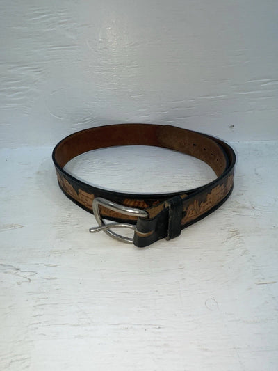 New Brown Genuine Leather Chambers Tooled 34” Belt #WS688 Z-112