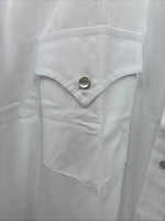 New Men’s ELY Cattleman White Long Sleeve Pearl Snap 17.5 X 35 XL CC-10