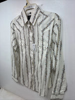 New Women’s White Horse White Floral Long Sleeve Pearl Snap Medium YY-80