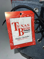New Children’s Blue Denim Lace Up Cowboy Texas Brand Boots. 9 D. 24-41