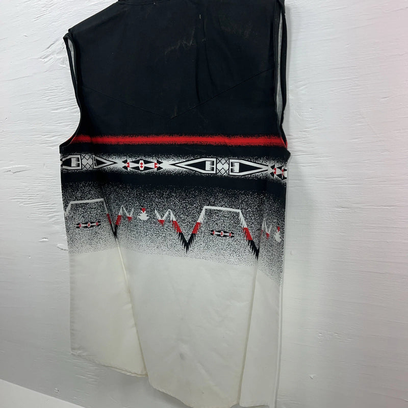New Men’s Cumberland Outfitters Black White Red Sleeveless Button Up Small B-53