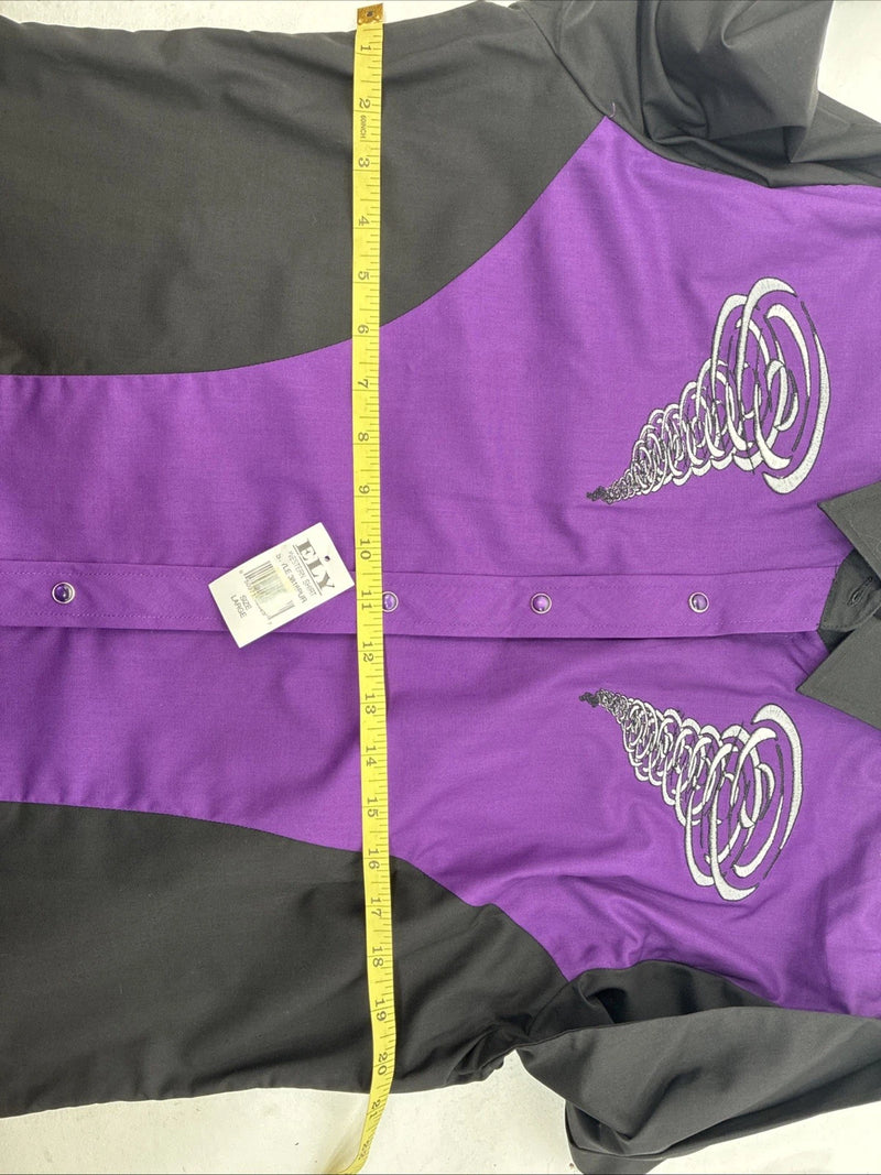New Women’s Country Charmers Purple Black Long Sleeve Pearl Snap Large LL-37