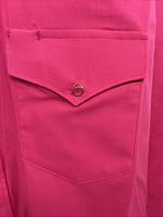New Men’s White Horse Pink Simple Long Sleeve Pearl Snap Large Q-18