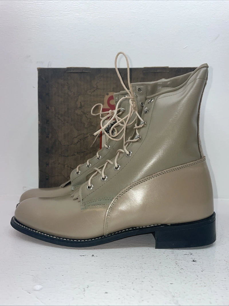 New Women’s Tan Lace Up Laredo Cowboy Boots. 4498 8.5 8 1/2 M. 16-97