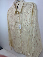New Women’s White Horse Yellow Floral Long Sleeve Pearl Snap Size XL YY-46 