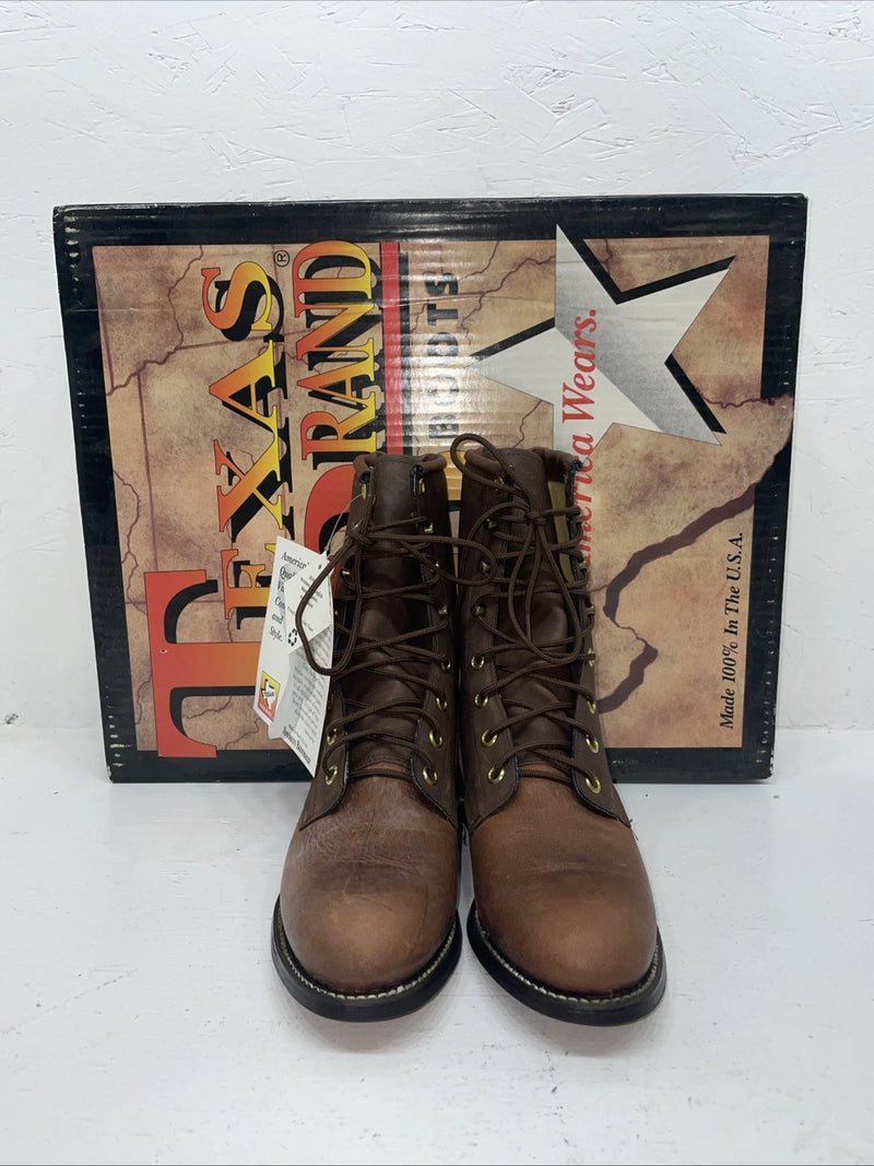 New Women’s Brown Lace Up Texas Brand Cowboy Boots. 4479 5 M. 2-42