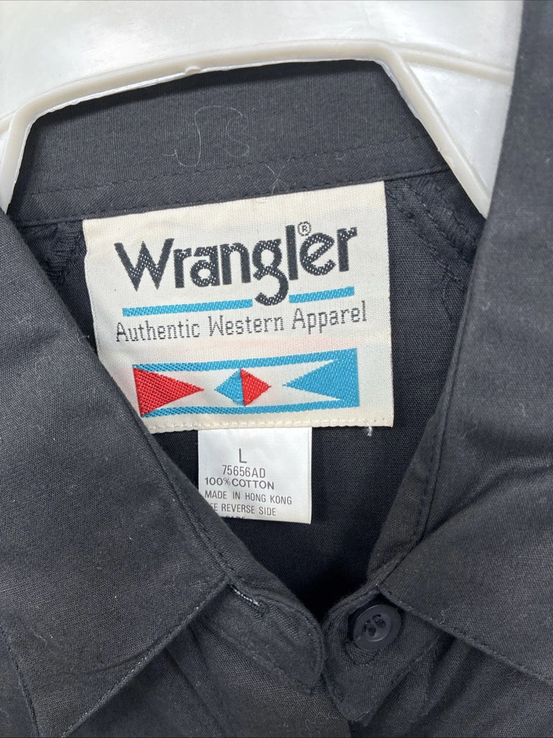 New Women’s Wrangler Black Designed Long Sleeve Button Up Large LL-42