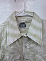 New Men’s Miller Green Stripe Long Sleeve Pearl Snap 16 X 35 Large CC-60