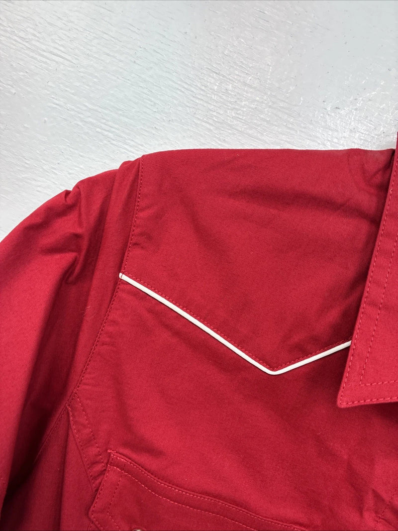 New Women’s Cumberland Red Short Sleeve Pearl Snap Medium MM-87