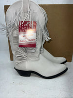 New Women’s White Fringe Capezio Cowboy Boots. L 697 7.5 7 1/2 M. 17-52 