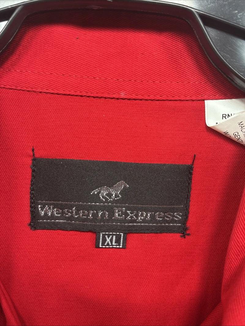 New Men’s Western Express Jean Red long Sleeve Pearl Snap XL T-23