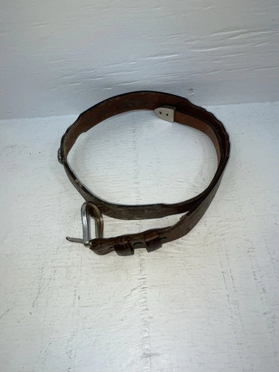 New Brown Genuine Leather Tooled And Silver Pendent 28” Belt #5721 JJ-151