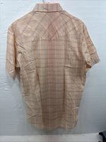 New Men’s ELY Cattleman Orange Plaid Short Sleeve Pearl Snap Large CC-68