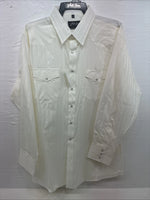 New Men’s White Horse Yellow Stripe Long Sleeve Pearl Snap XL T-77