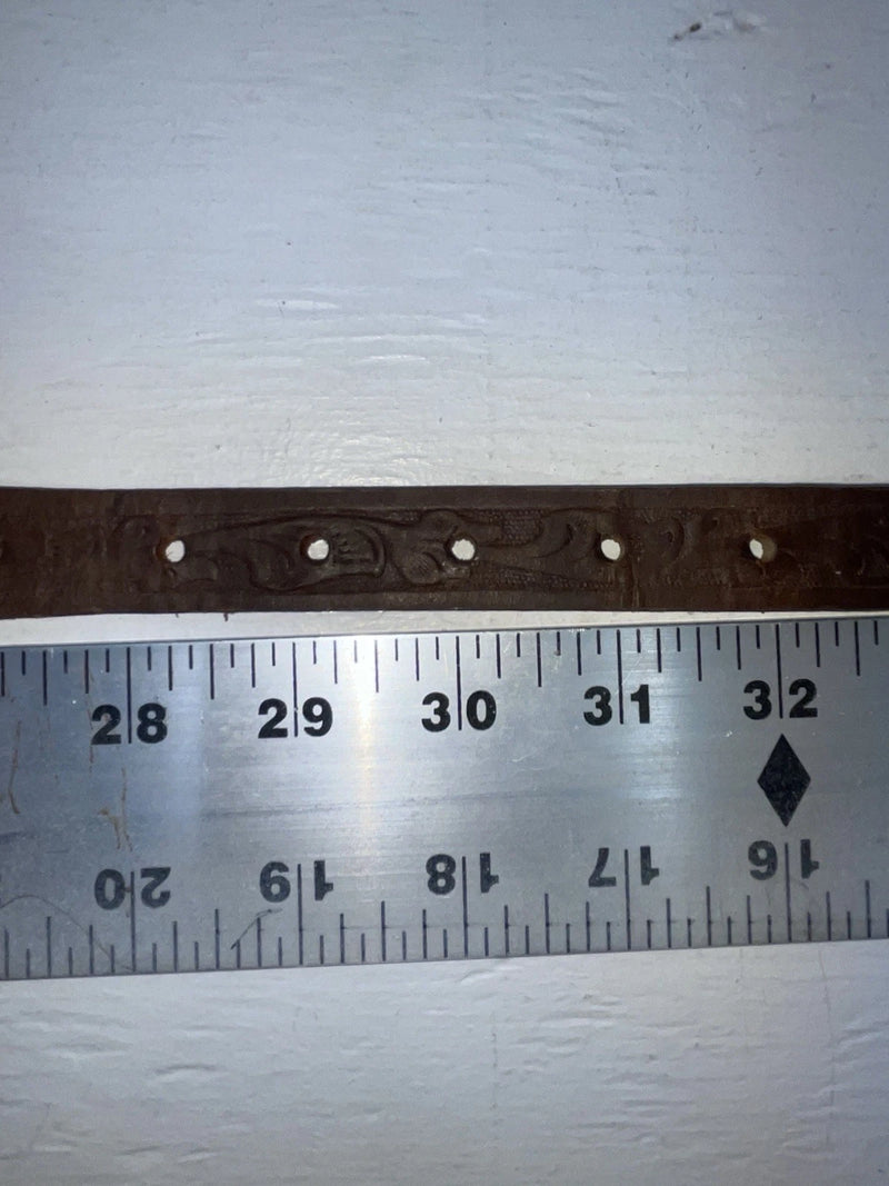 New Brown Genuine Leather Tooled 30” Belt #K4 JJ-141