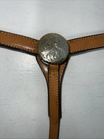 New Leather Circle Y Breast Collar With Silver Plate. 42846107 S-46