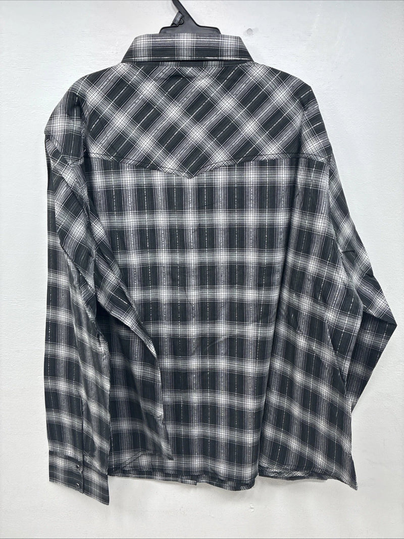 New Women’s Cumberland Black Plaid Long Sleeve Pearl Snap 3XL GG-67