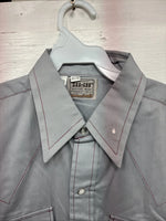 New Men’s Dee-Cee Gray Long Sleeve Pearl Snap 15.5 Medium O-24