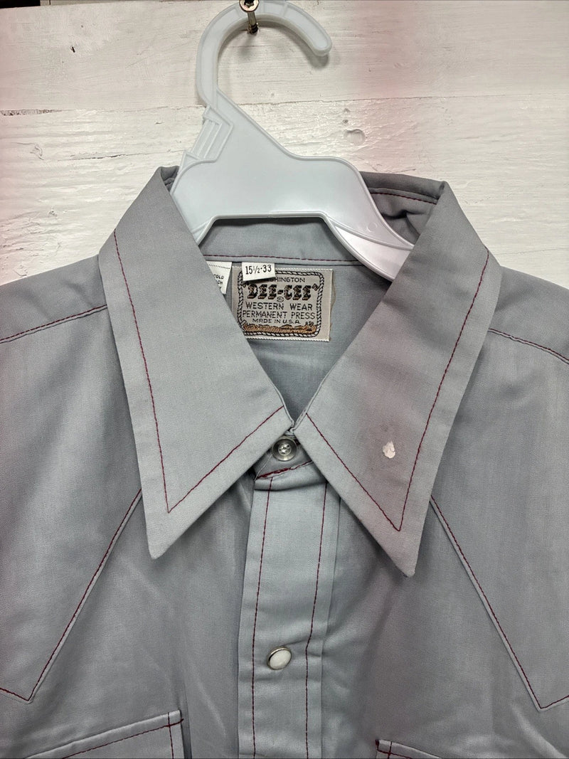 New Men’s Dee-Cee Gray Long Sleeve Pearl Snap 15.5 Medium O-24