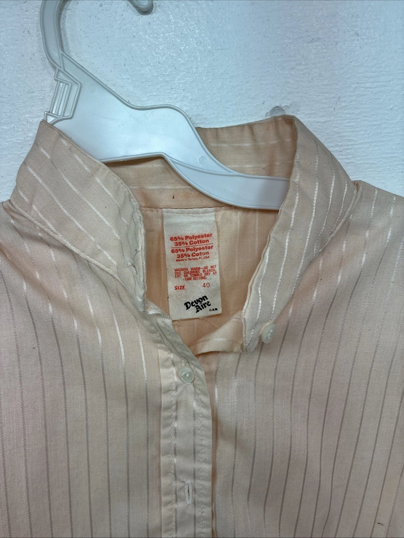 New Women’s Devon Aire Orange Stripe Short Sleeve Button Up Size 40 YY-5