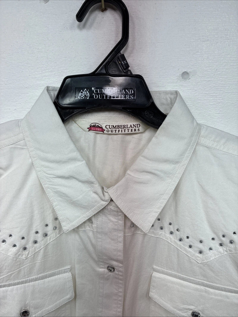 New Women’s Cumberland White Gen Long Sleeve Pearl Snap 1XL GG-88