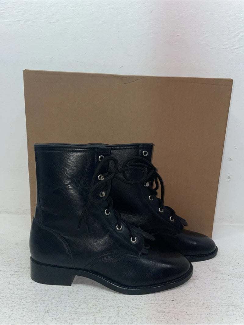 New Youth Black Lace Up American West Cowboy Boots. 3120 3.5 3 1/2 D. 22-38