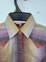 New Women’s H Bar C Multicolor Plaid Long Sleeve Pearl Snap Size 28 DD-142
