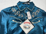 New Children’s Cumberland Outfitters Blue Satin Long Sleeve Button Up S 3C-50