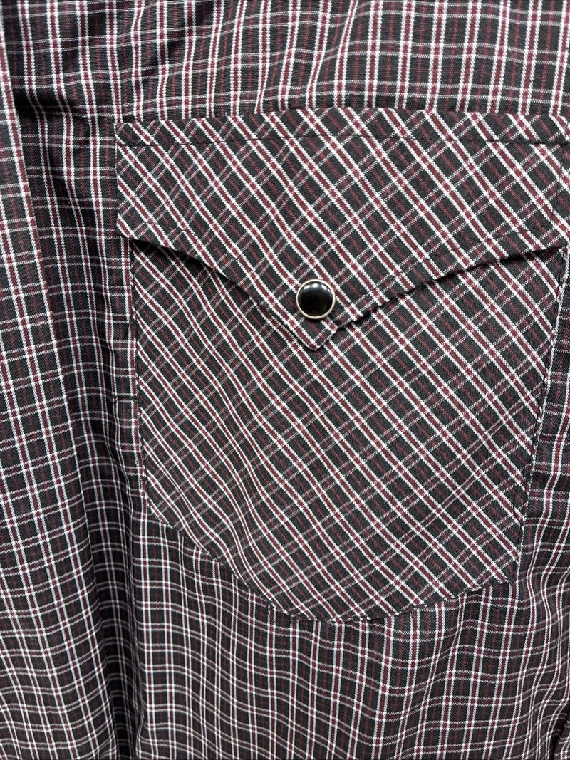 New Men’s Western Express Black Red Flannel Long Sleeve Pearl Snap 2XL F-98