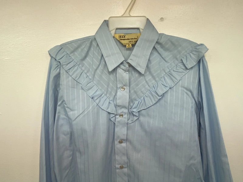 New Women’s Blue Ely Long Sleeve Pearl Snap Shirt M #14119 3B-22