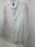 New Women’s White Horse White Gem Long Sleeve Pearl Snap XL II-32