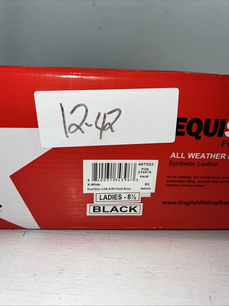 New Women’s Black EQUISTAR English Riding Boots. 467522 8.5 8 1/2 W. 12-42