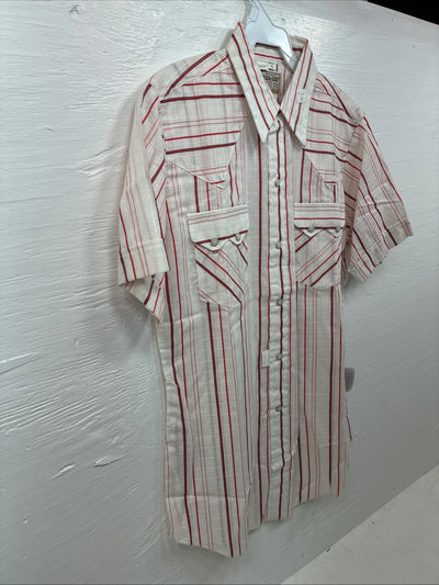 New Men’s Dee-Cee Red Stripe Short Sleeve Pearl Snap 15 Medium AA-120
