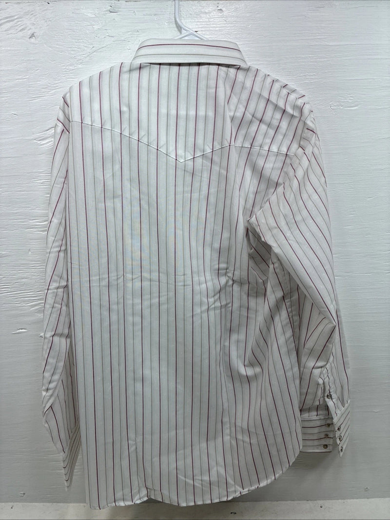 New Men’s Mesquite White Stripe Long Sleeve Pearl Snap 16 Large CC-62