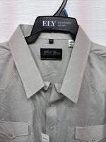 New Men’s White Horse Gray Strip Long Sleeve Pearl Snap 3XL E-61