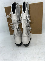 New Women’s White Fringe Capezio Cowboy Boots. L 697 7.5 7 1/2 M. 17-52 