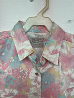 New Women’s H Bar C Pink Floral Short Sleeve Pearl Snap Size 32 DD-154