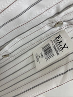 New Men’s ELY Cattleman White Stripped Short Sleeve Pearl Snap 18.5 2XL E-49
