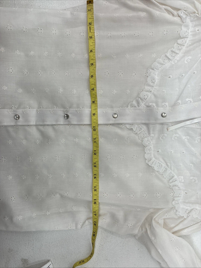 New Women’s Miss Rodeo White Deign Long Sleeve Pearl Snap 15 Large II-50