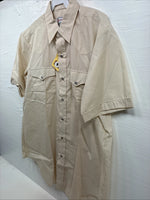 New Men’s H Bar C Tan Western Short Sleeve Pearl Snap 16.5 Large V-14