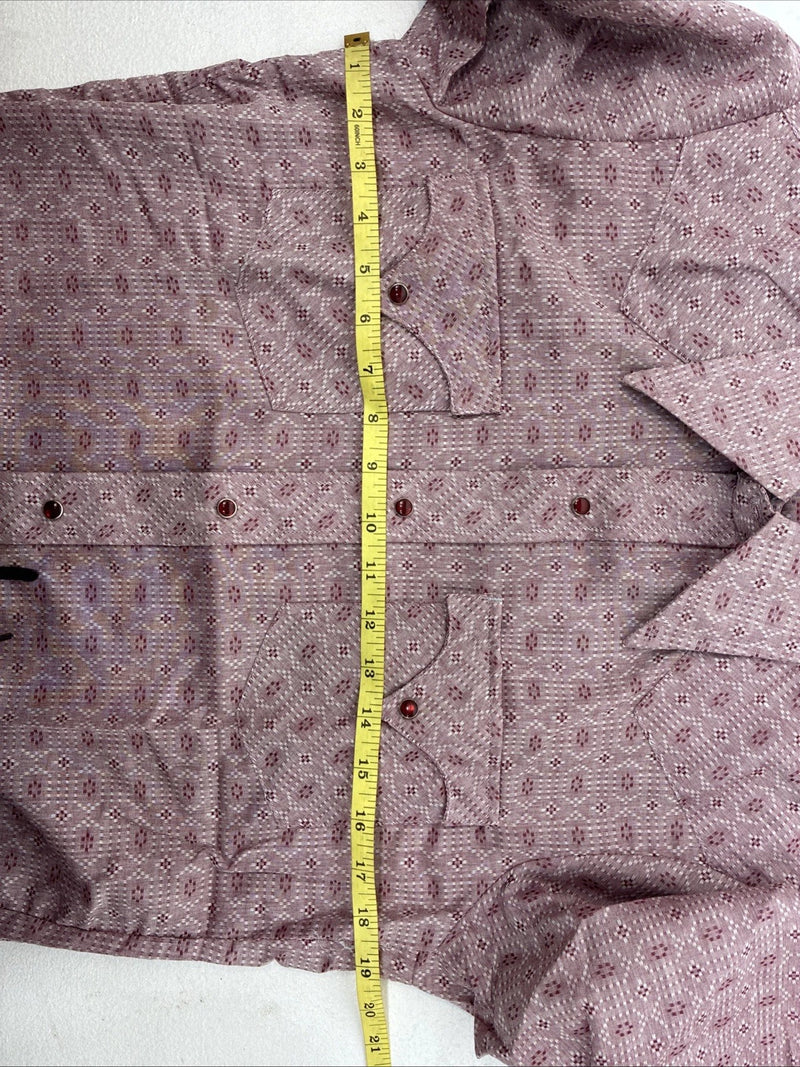 New Women’s Tem Tex Pink Deigned Long Sleeve Pearl Snap 14.5 II-5