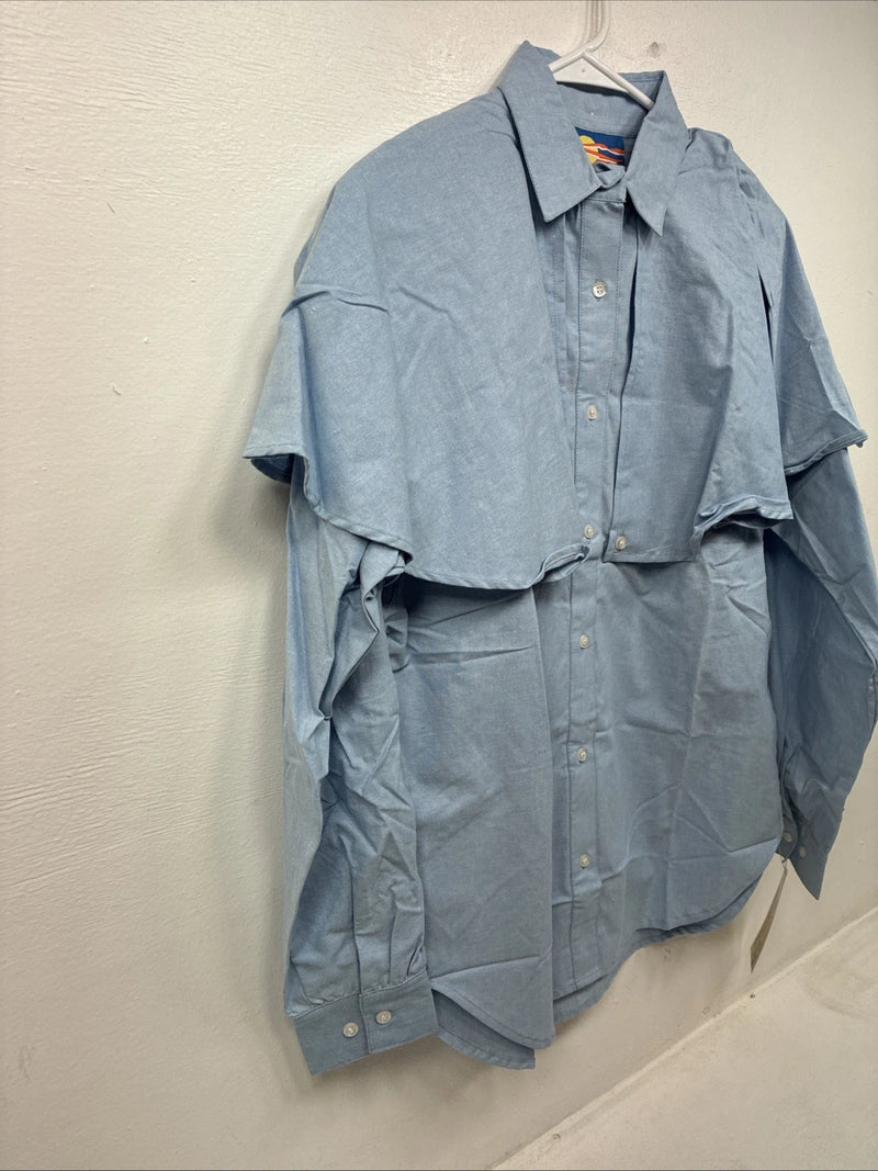 New Women’s Crickets Creek Blue Long Sleeve Button Up Medium MM-91