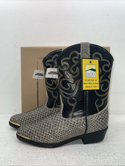 New Men’s Black Snake Skin Smoky Mountain Cowboy Boots. 1042 J Y 7. 1-59