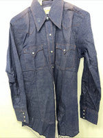 New Men’s Denim Karman Western Wear Pearl Snap Shirt. 15 X 33 Medium A-170