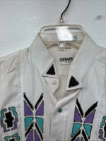 New Women’s Chaplin White Designed Long Sleeve Button Up Medium YY-76