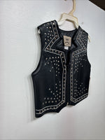 New Women’s 1848 RanchWear Black Rhinestone Sleeveless Vest Zip Up XS YY-38